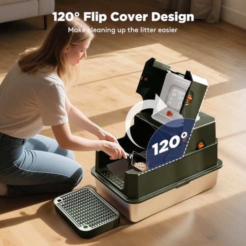 Stainless Steel Litter Box with Lid (X-large / Green)