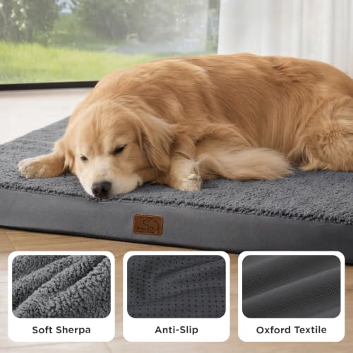XXL Dog Bed Giant Pet Bed with Washable Cover (53"L x 36"W x 4"Th / Dark Grey)