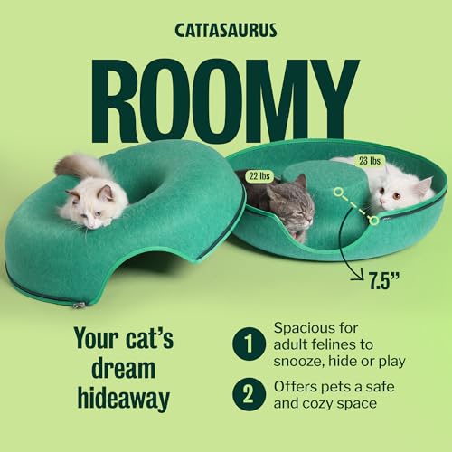Peekaboo Cat Cave Donut for Multiple & Large Cats up to 30 (Forest Green / Large)