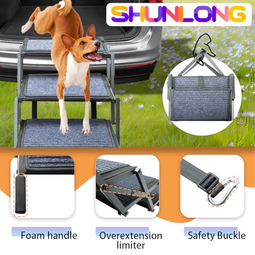 Dog Ramp for Car Truck and SUV Dog Stairs for Large Dogs Folding Pet Stairs with Non (5 Steps)