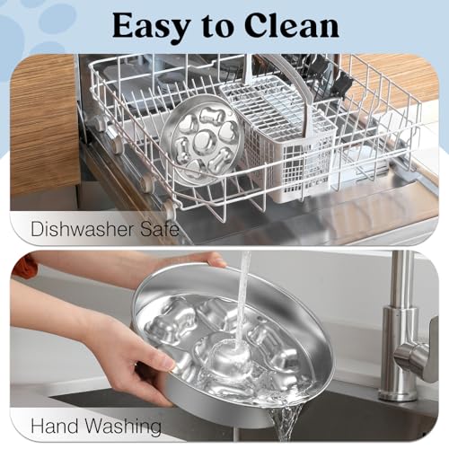 2Pcs Slow Feeder Dog Bowls (5 Cups / Silver/2 Pack)