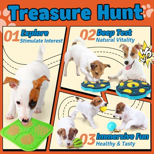 9 Pack Dog Enrichment Toy Set with Puzzle Toy & Lick Mats (All-Around Dog Puzzle Toys)