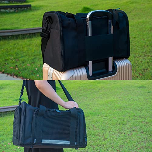 Soft Sided Carrier for Small Medium Cats Dogs (20.0"L x 13.0"W x 13.0"H / Black)