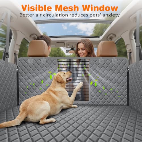 4 in 1 Dog Car Seat Cover for Back Seat (Grey / Standard - 54" Length)