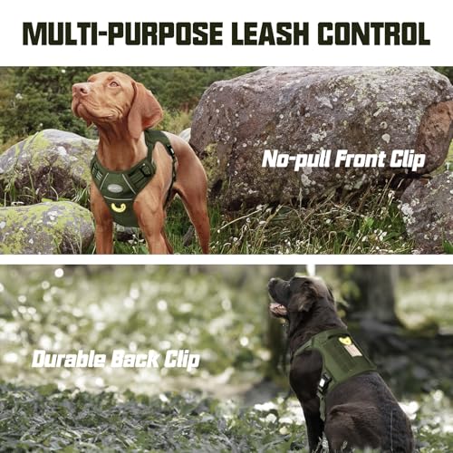 Dog Harness for Large Dogs (Green - Deep Enrich / L(Neck:18-29",Chest:24-37"),45-80 lbs)