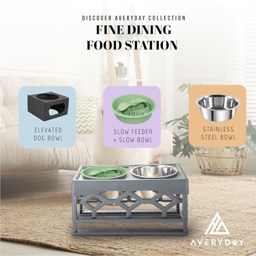 Slow Feeder Dog Bowls for Large Breed (Petal Feeder Green / 2.5 Cup - Fit 7.5-7.7'' Feeder Holes)
