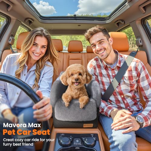 Center Console Dog Car Seat for Small Dogs Under 11lbs (Black/Dark Gery / Small)