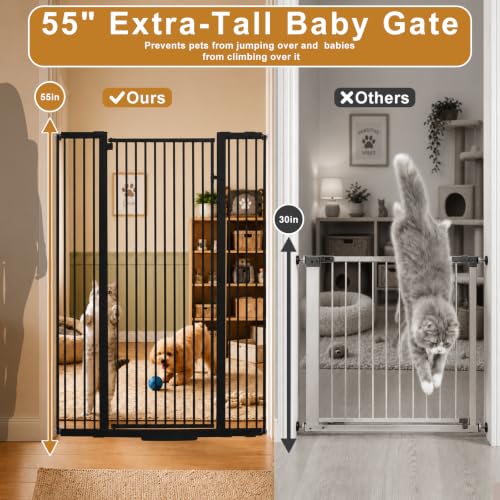 Extra Tall Cat Gate (Black / 55''tall*48 ''wide)