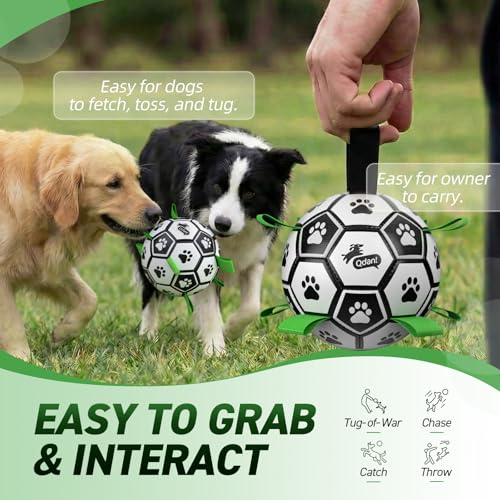 2 PCS Dog Toys Soccer Ball Set with Straps (Soccer Set / 2 Pack (6 & 8 Inch))
