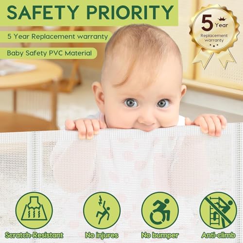 2 Pack Reinforced 55" Wide Retractable Baby Gates for Doorways to Prevent Crawling Under (White / 2 Pack - 33" Tall x 55" Wide (With Reinforced Bar))