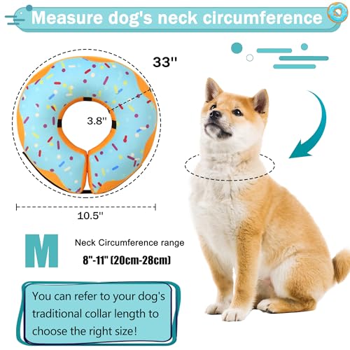 Recovery Donut Collar for Dogs & Cat (Blue / M（neck 8"-11"）)