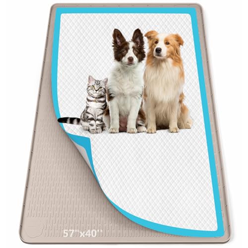 Pee Pad Holder for Dogs 57''x40'' Silicone Puppy Pee Pad Tray (Khaki)