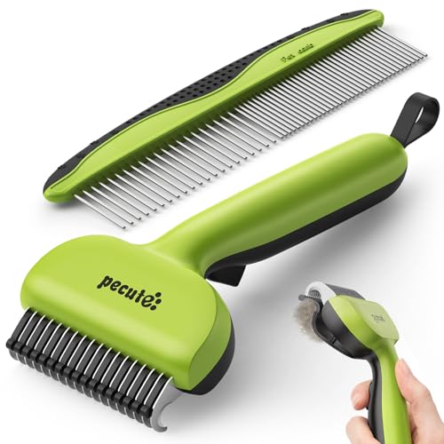 Self Cleaning Undercoat Rake for Dogs Cats with Long (Green)