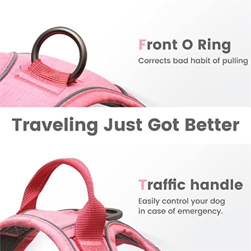 No Pull Dog Harness with Pet ID Tag (L (Chest: 27"-32" ) / Mimi Pink)