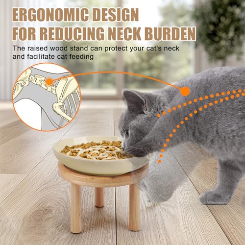 Elevated Slow Feeder Cat Bowls (cream)