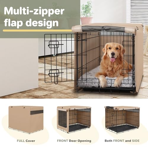Dog Crate Cover (Beige (with left window) / 36 Inch)