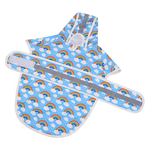 Dog Raincoat with Hood & Leash Hole S (Small / Rainbows)