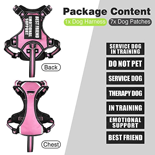 Large Pink Service Dog Harness with 7 Patches (Large / Pink)