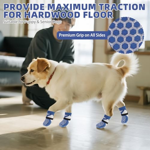 Dog Socks Shoes for Hot Pavement (Blue / Medium(4 Pack))