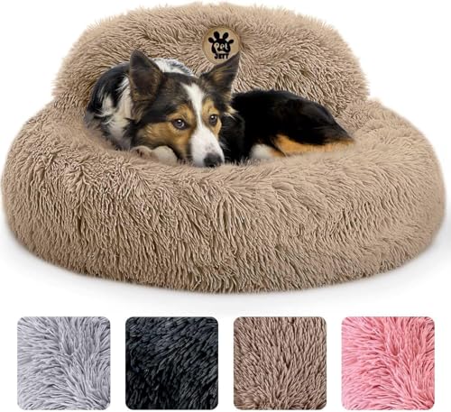 PetJett Calming Medium Dog Bed (Beige / Medium - 30”L x 30”W x 8”Th)