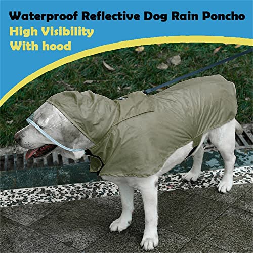 Pet Raincoat Packable Hooded Dog Rain Jacket Reflective Strips Lightweight Adjustable Poncho for Small Medium Large Dogs Army Green XL (XL (Back:20 Inches) / Green)