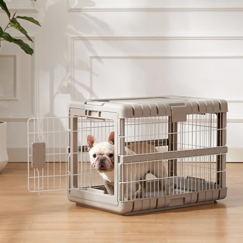 28" L Collapsible Dog Crate for Dogs (Beige / 27.95 x 18.9 x 21.65 in)