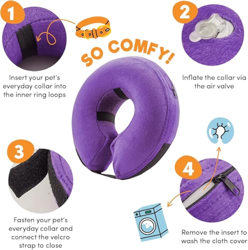 Inflatable Dog Cone Collar Alternative After Surgery Large+ (Purple / Large+[Neck:16"-18"])