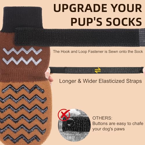 Dog Socks Shoes for Hot Pavement to Prevent Licking Paws (Khaki / Medium (Paw Width: 2.6"))