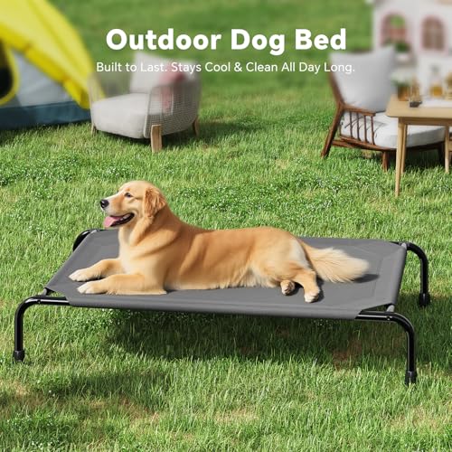 Raised Dog Bed for Large Dogs (47.75"L x 30.5"W x 8"Th / Dark Grey)