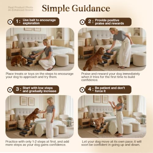 4 Step Wooden Dog Steps for Bed