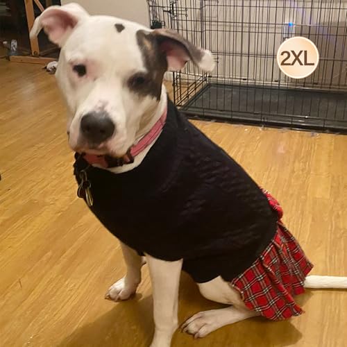 Dog Sweater Dress for Medium Large Dogs Turtleneck Thick Knit (XX-Large (40-70lbs) / 05# Black)