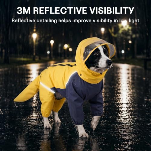 Full Body Dog Raincoat with Detachable Hood (Bright Yellow / Medium)