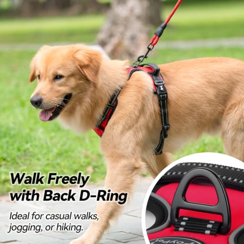 No Pull Dog Harness Medium with Front Clip & Neck Release Buckle (Medium / Red)