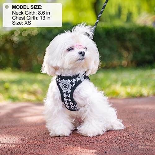 Small Dog Harness and Leash Set (Small(Chest Girth 14.5" - 16") / Houndstooth(Black))