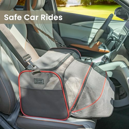 2 Side Expandable Pet Carrier Dog Carrier Cat Carrier for 2 Cats (18.9"L x 12.2"W x 12.2"H / Gray Brown)
