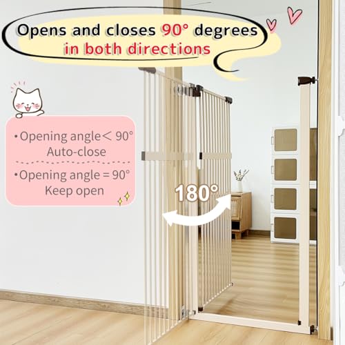 55.12" Extra Tall Pet Gate for Cat Dog 30.12" (55.12" H-cream / 30.12"-34.05" W)