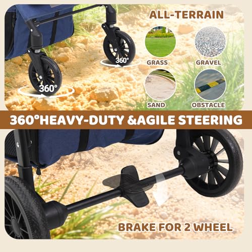 All Terrain Pet Stroller for 2 Small Dogs (Blue)