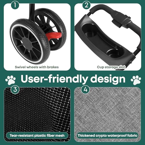 Pet Stroller Dog Stroller for Small Medium Dogs Cats (Dark Gray)