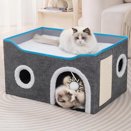 Cat Houses for Indoor Cats (L / Light Grey)