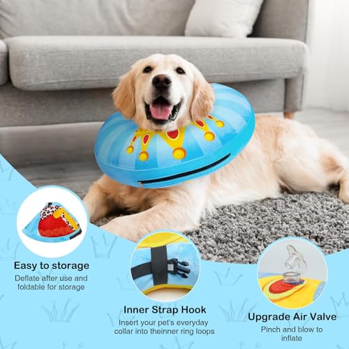 Dog Cone Alternative After Surgery Donut Collar (Sky Blue King / M(Neck 13"-16"))