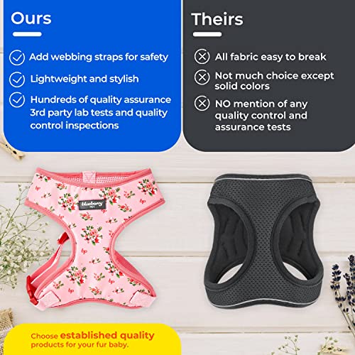 Soft & Comfy Made Well Elegant Floral No Pull Mesh Puppy Dog Harness Vest in Sleek Black ((14" - 16") Chest Girth (Pack of 1) / Sleek Black)