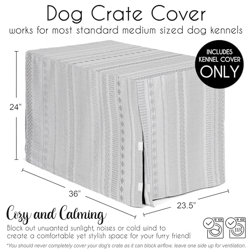 36in. Medium Dog Crate Cover (Grey Jacquard / 36.0"L x 23.5"W x 24.0"H)