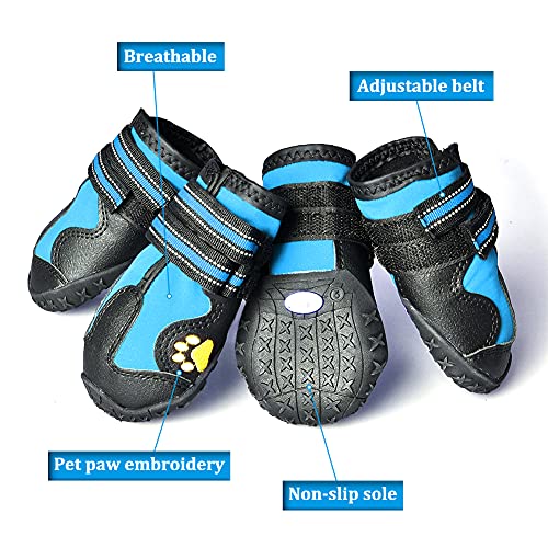 Dog Boots & Paw Protectors Non (Size 7: （3.1''x2.7'')(L*W) for 66-90 lbs / Blue)