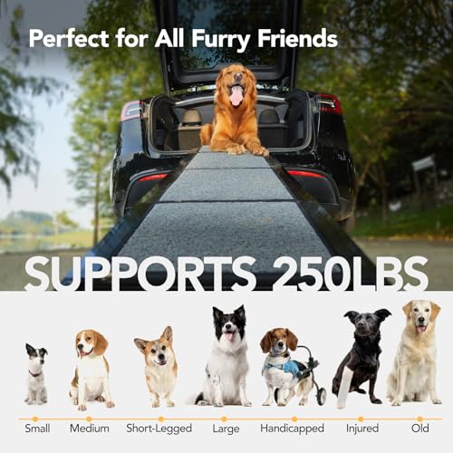 Dog Ramp for Cars (71" L x 17.2" W with Dog Pattern Upgraded)