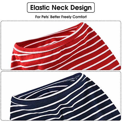 Dog Shirt Soft Cotton Tank Top Lightweight Stretchy Red & Blue 6XL (Red + Blue / 6XL-(70~95lb) | Chest(~39"))