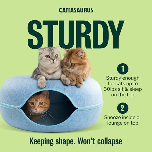 Peekaboo Cat Cave Donut for Multiple & Large Cats up to 30 (Blue / Large)