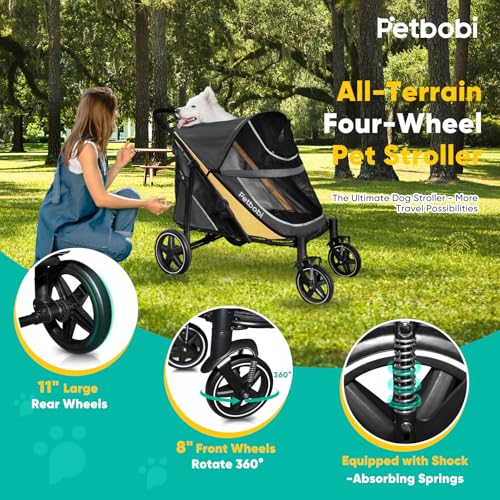 Dog Stroller for Large Medium Dogs up to 80 lbs (Black&Yellow)