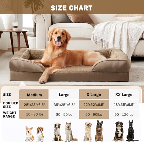 Orthopedic Extra Large Dog Bed (XXL (48"x 35"x 8") / Brown)