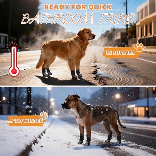 Anti Slip Dog Socks Shoes for Hot Pavement to Prevent Licking Paws Scratching (Black / X-Large (4 Pack))
