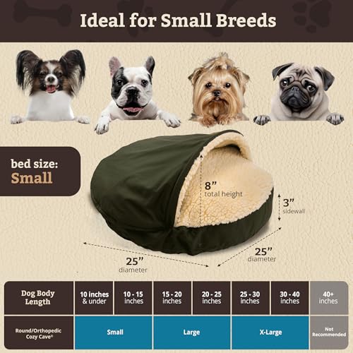 Cozy Cave Dog Bed (25.0"L x 25.0"W x 8.0"Th / Olive)